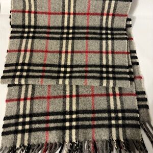 Authentic Burberry Cashmere Scarf in Red, Black, and Cream